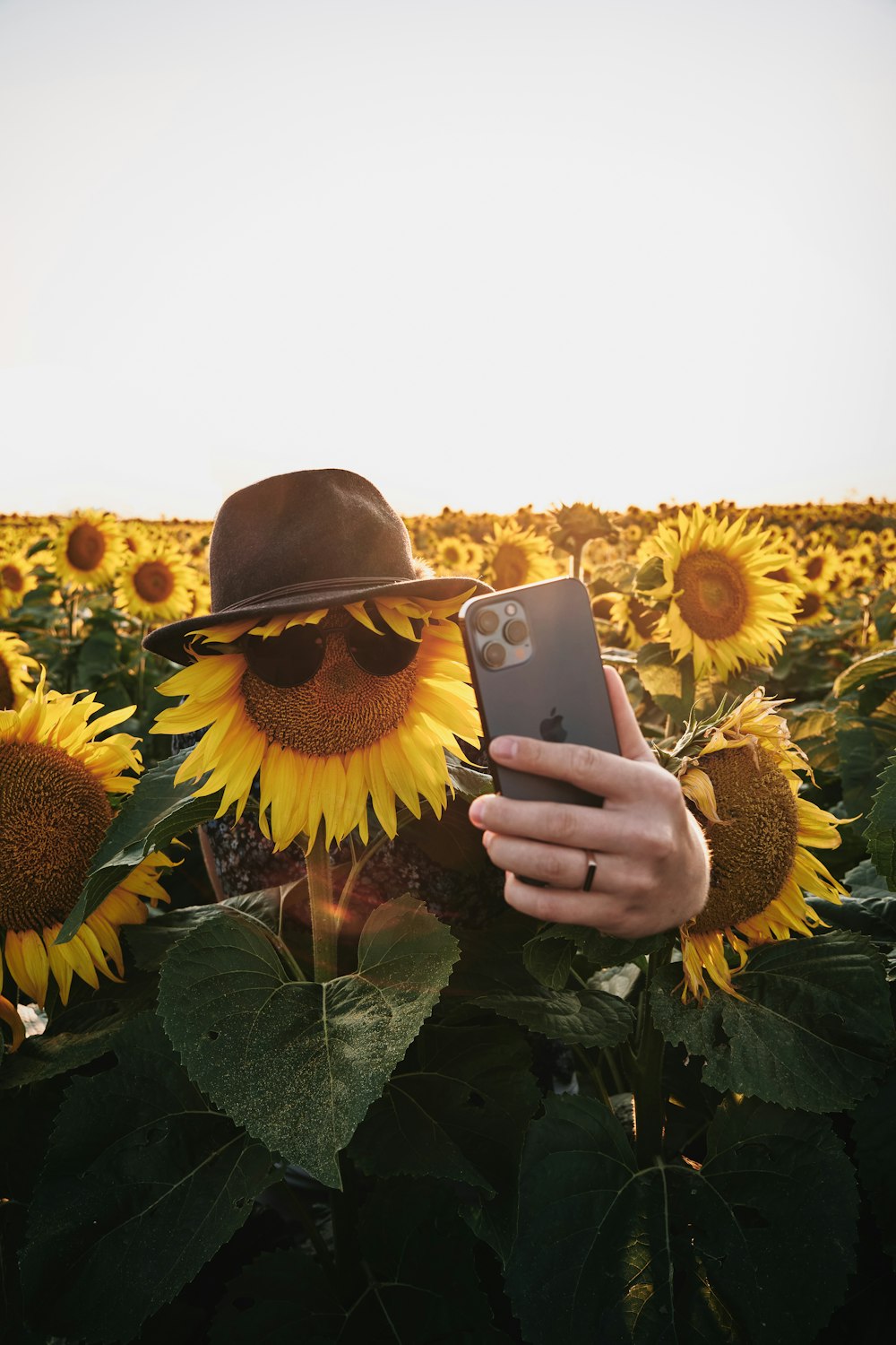 man in black sunglasses holding silver iphone 6