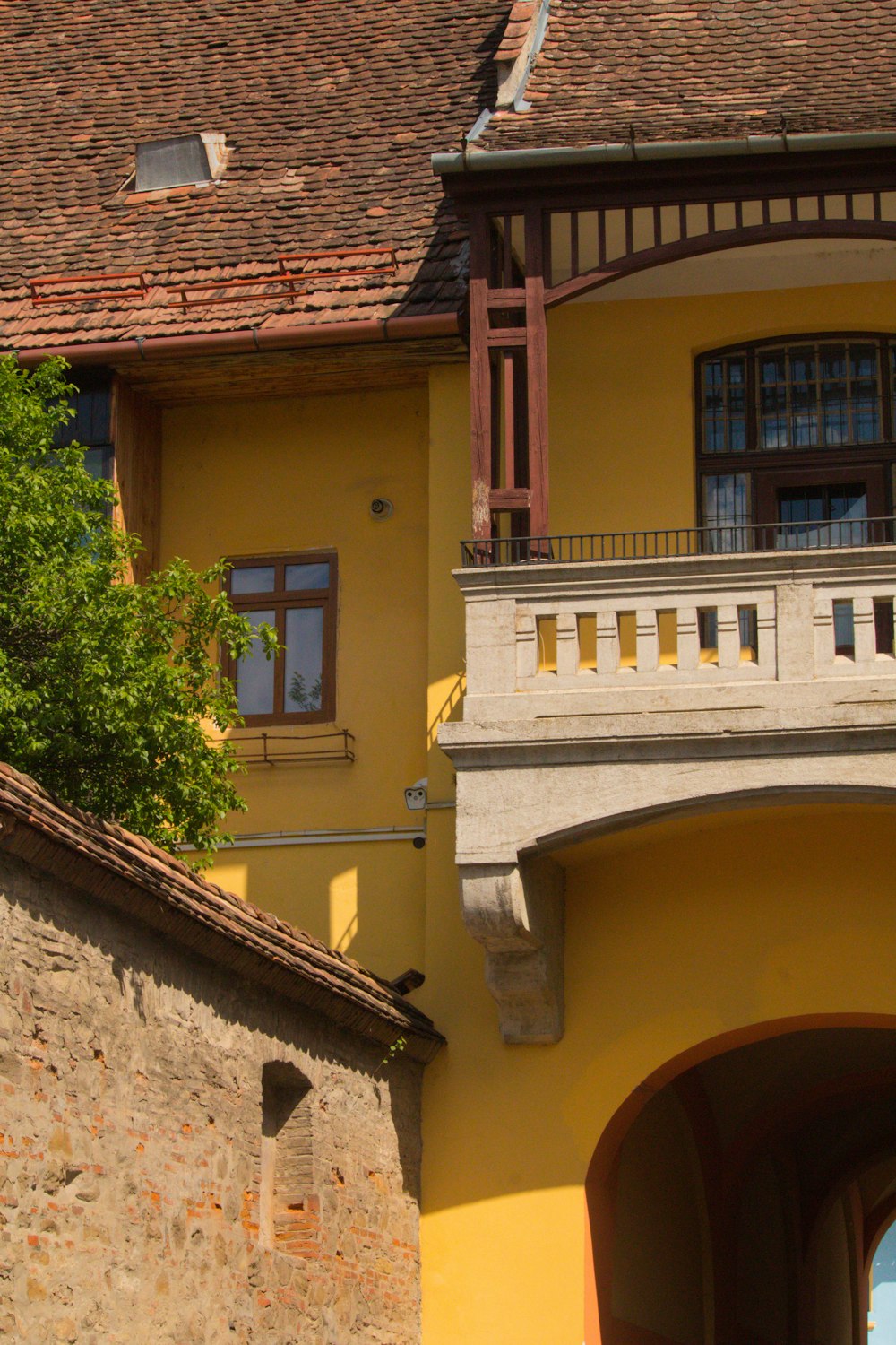 yellow and pink concrete house