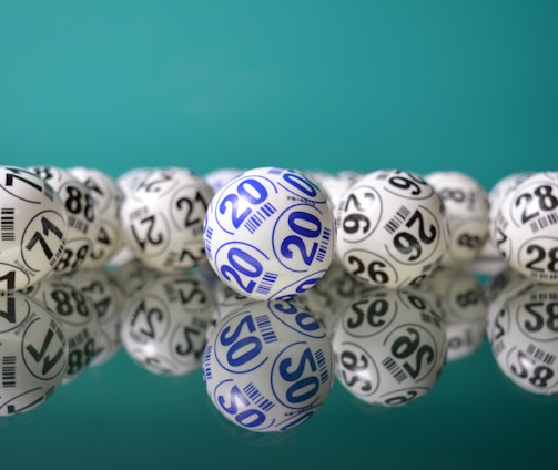 white and blue round ornament