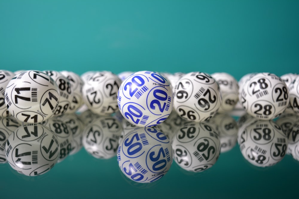 white and blue round ornament