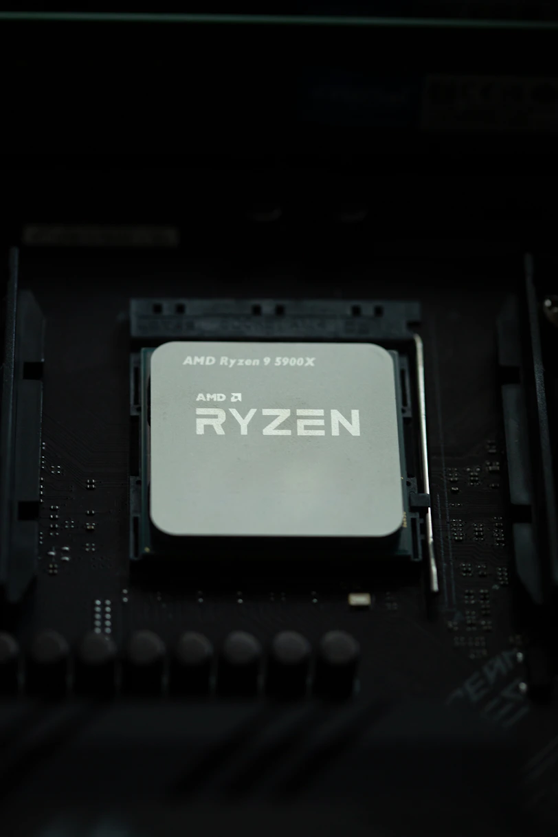 a close up of a cpu on a table