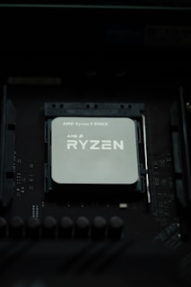 a close up of a cpu on a table