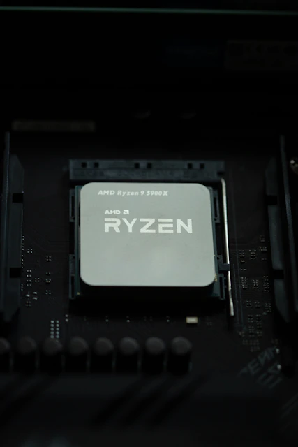 a close up of a cpu on a table