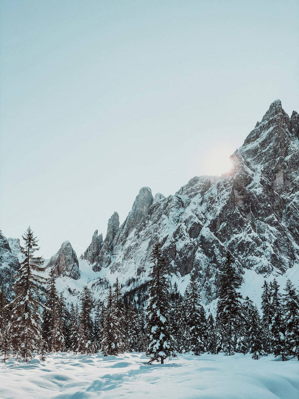 snow covered mountain during daytime