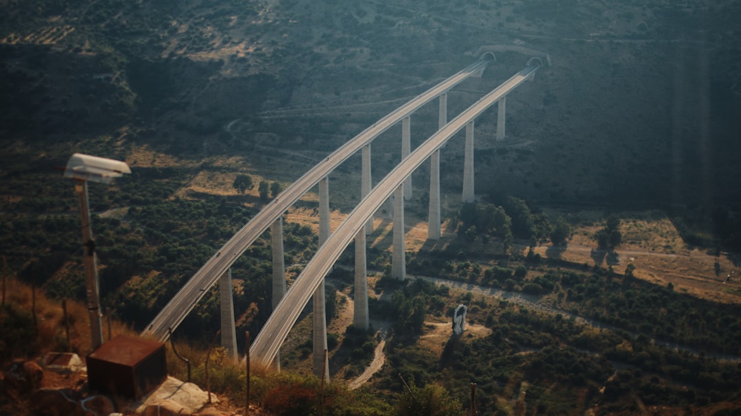 white metal bridge over river