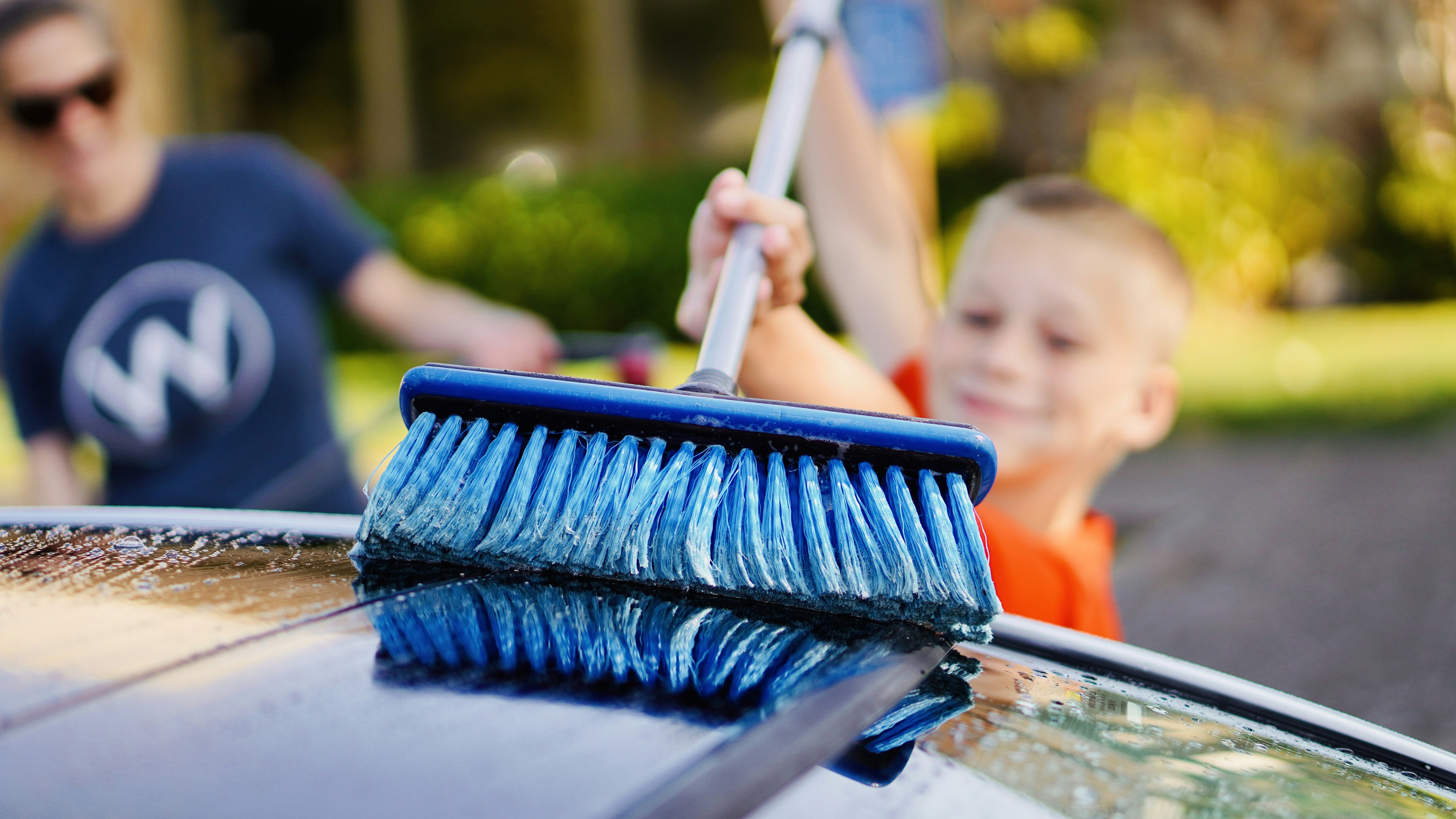 blue and white brush on blue and white textile