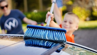 blue and white brush on blue and white textile