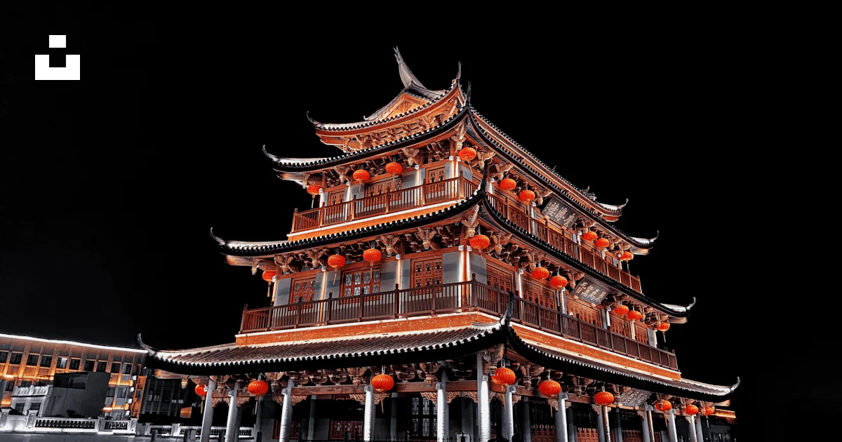 Red and white temple during night time photo – Free Architecture Image ...
