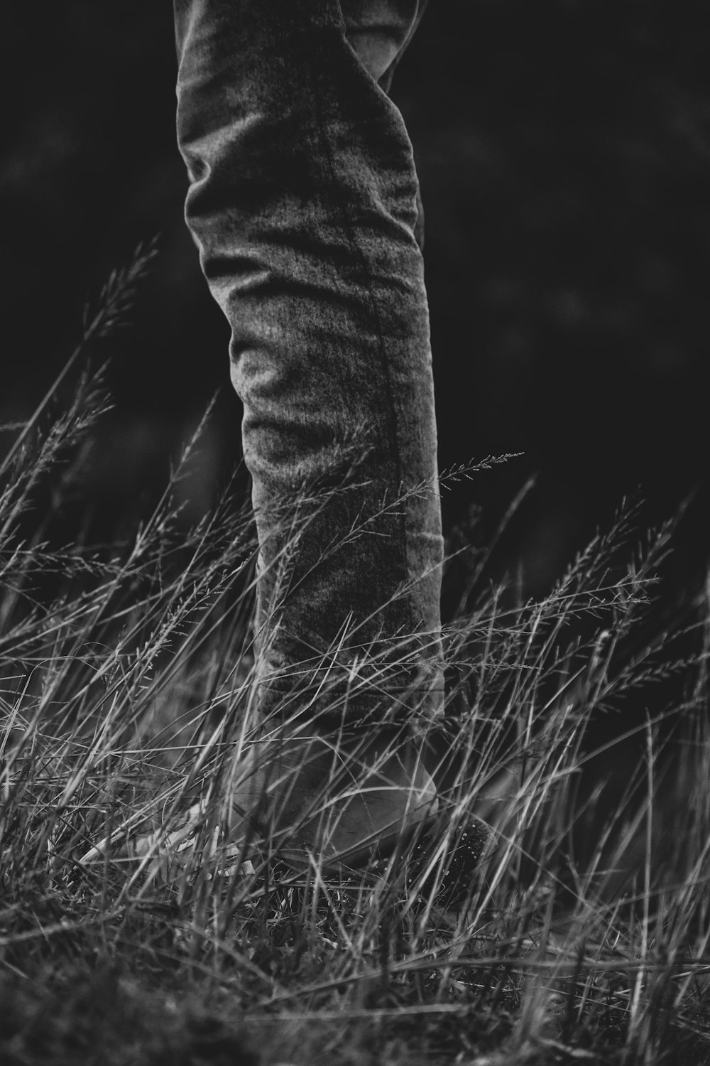 person in denim jeans standing on grass