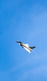 white and black jet plane in mid air during daytime