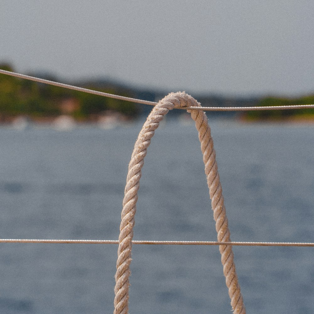 brown rope on blue body of water during daytime