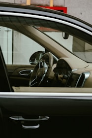 black and white car door