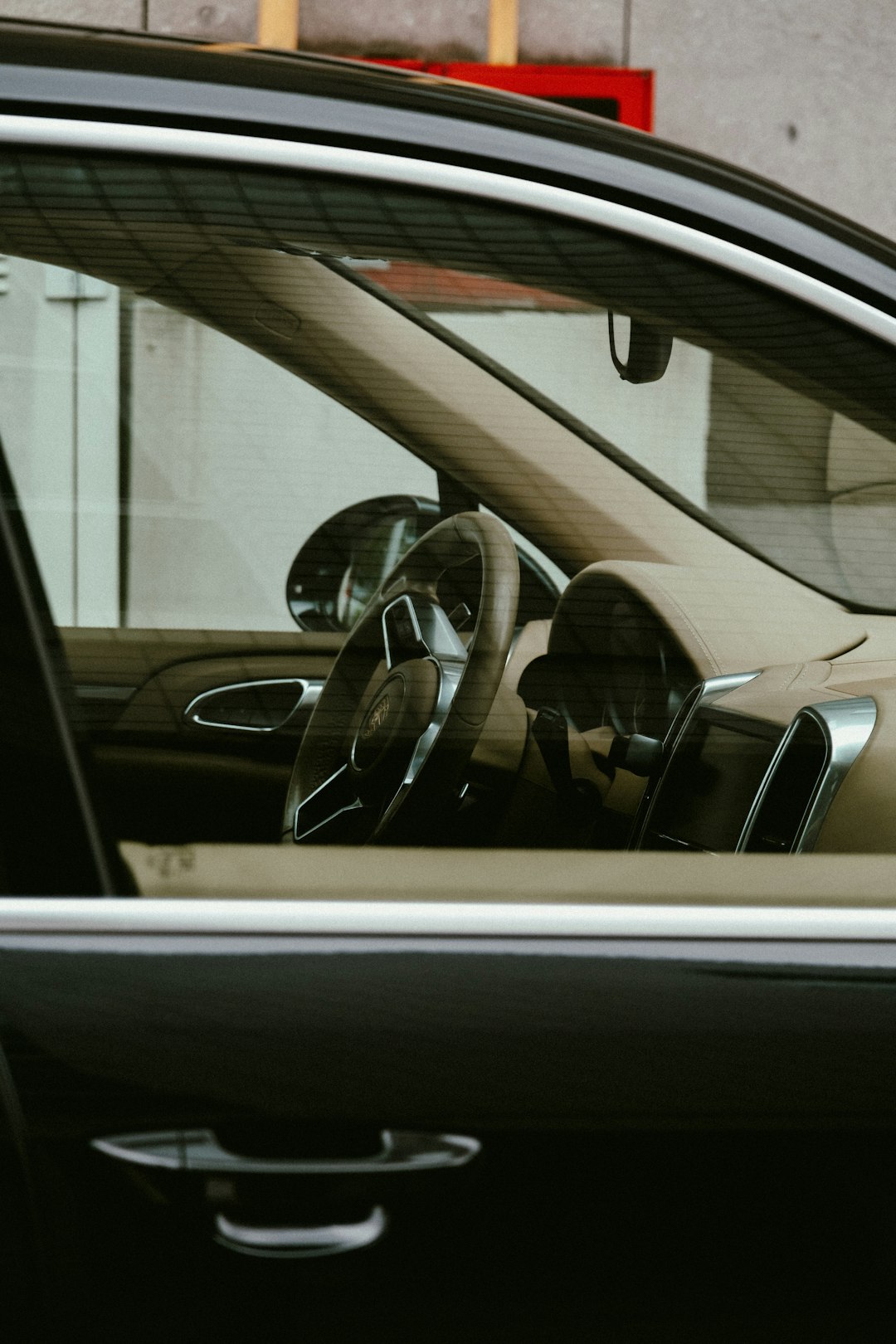 black and white car door