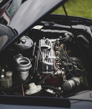 black and silver car engine