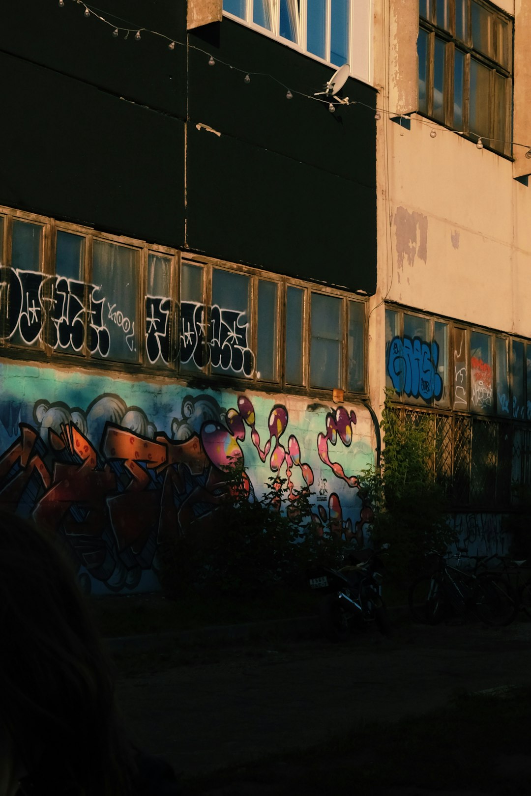 graffiti on wall during night time