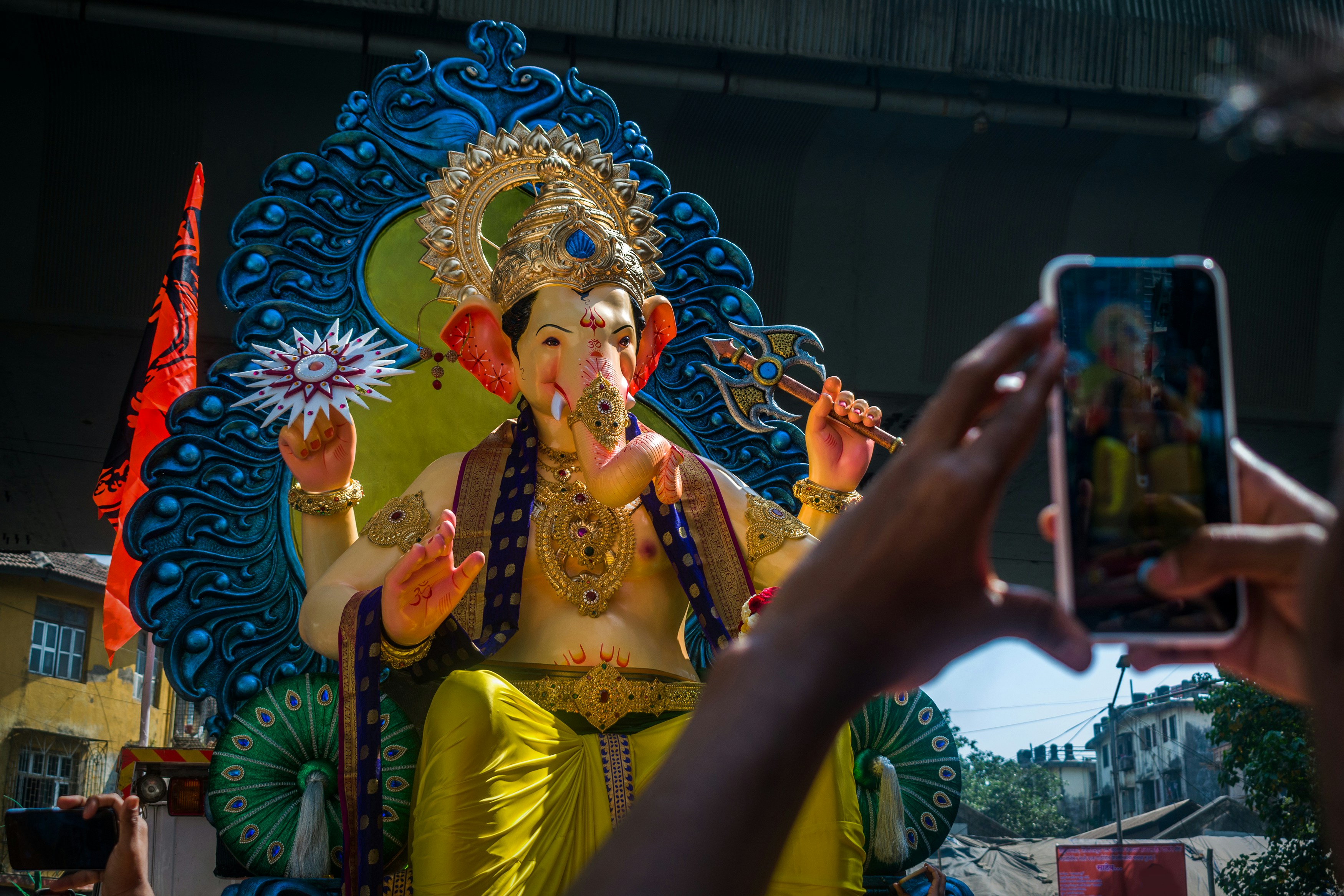 A beautiful idol of Lord Ganesha during Ganesh Jayanti 2020 in Mumbai