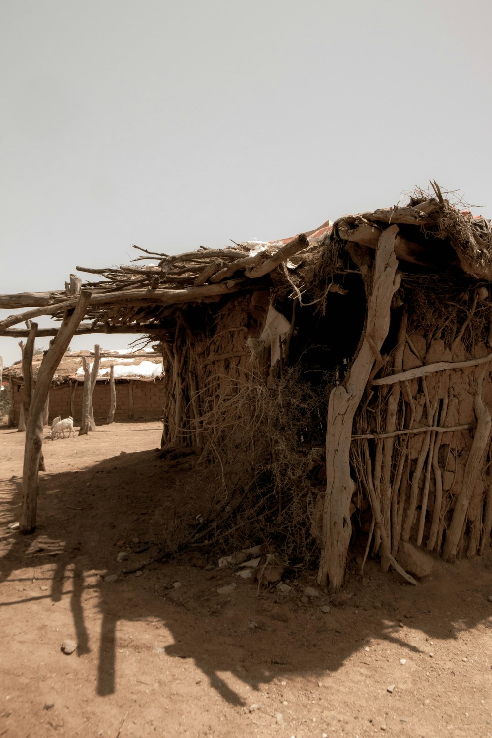 brown wooden house on brown sand during daytime