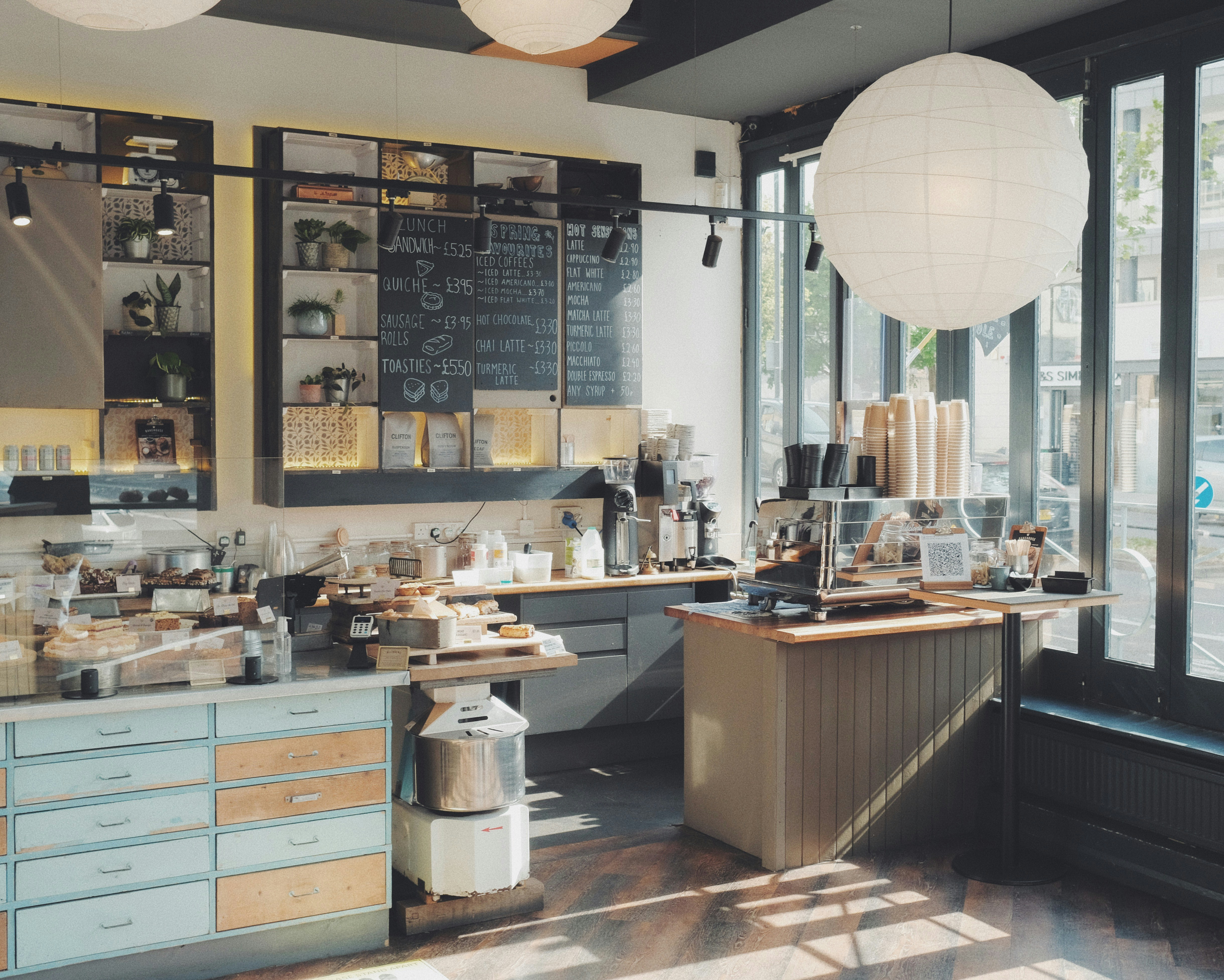 white and brown wooden counter