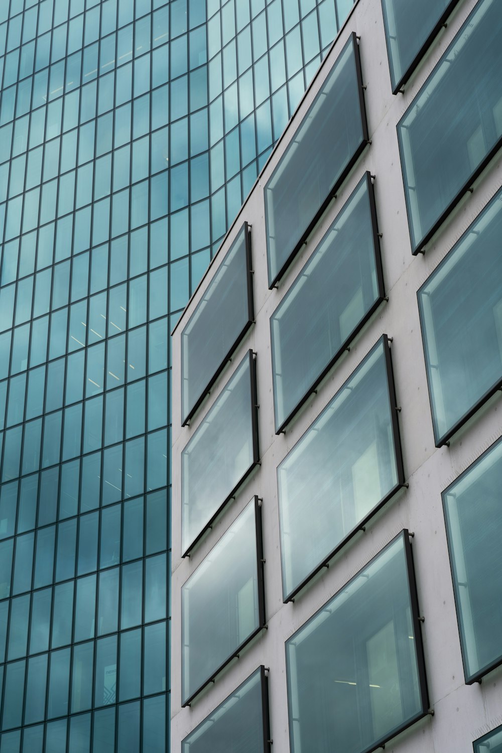 blue and white glass windows