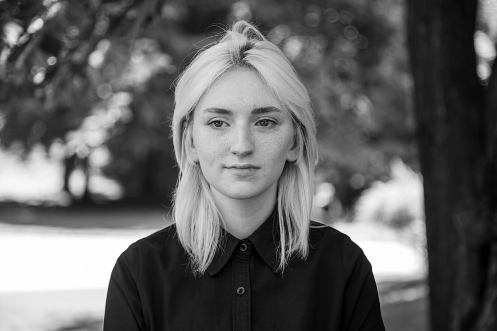 woman in black button up shirt