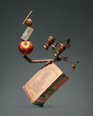 red apple fruit on brown wooden stick