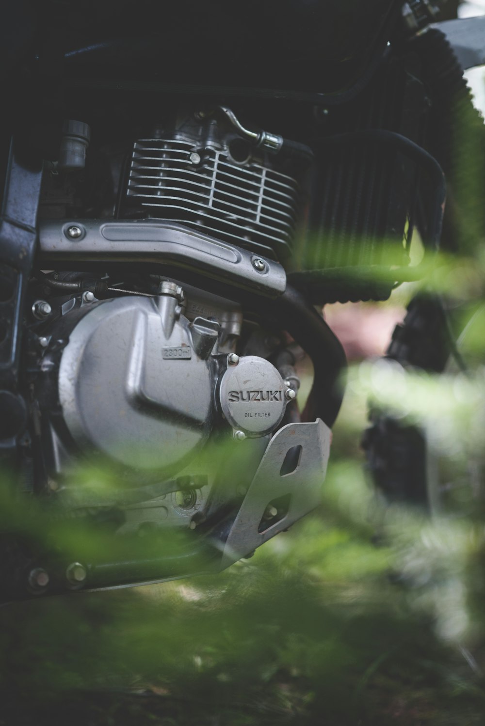 green and black motorcycle engine