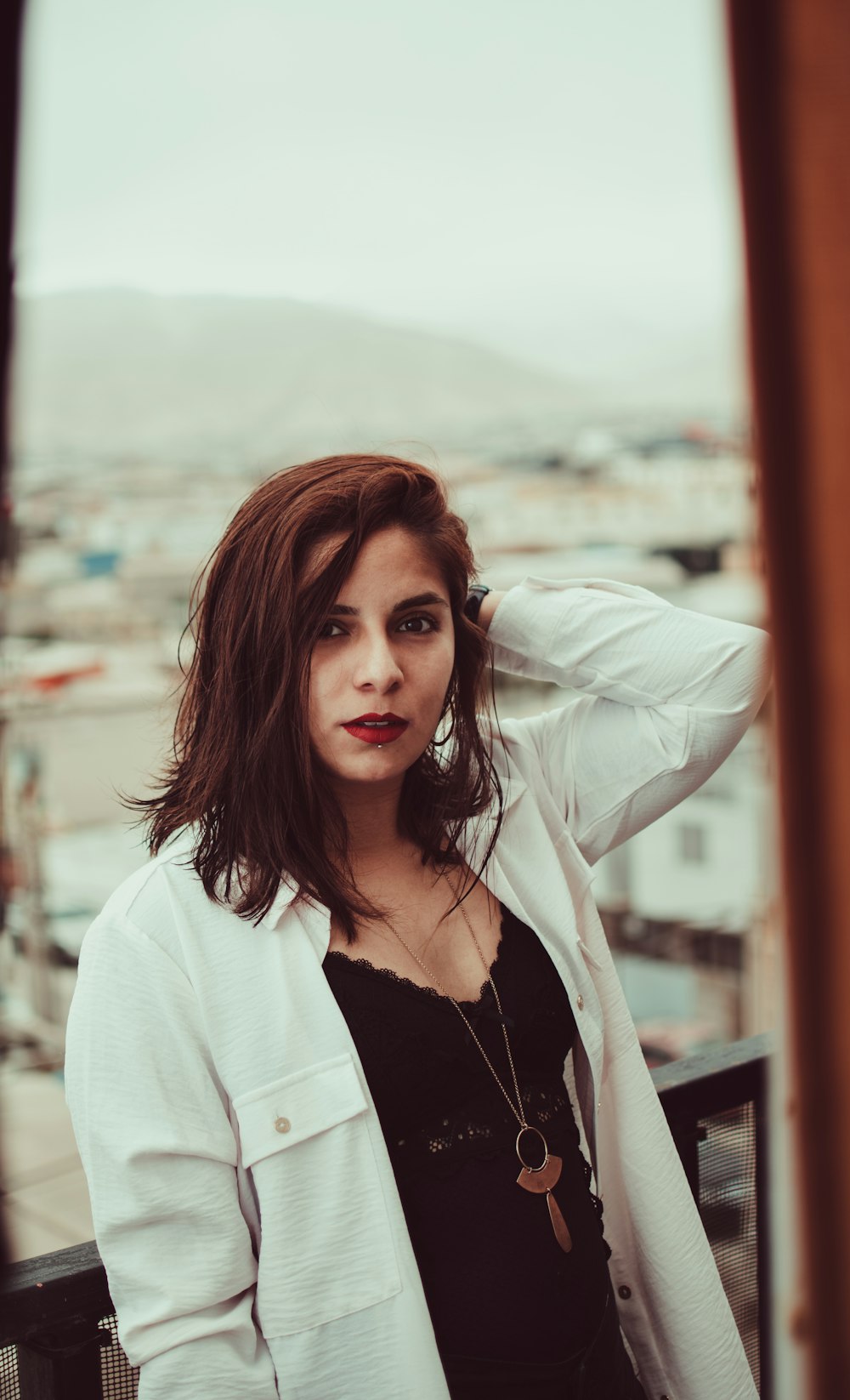 woman in white and black shirt