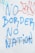 Graffiti on a wall with blue and red letters saying 'No Border No Nation'. There are additional scribbles and lines in black and red.