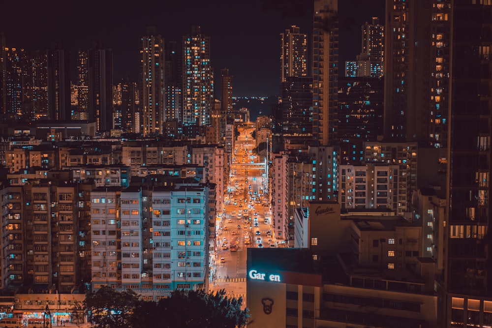 city buildings during night time