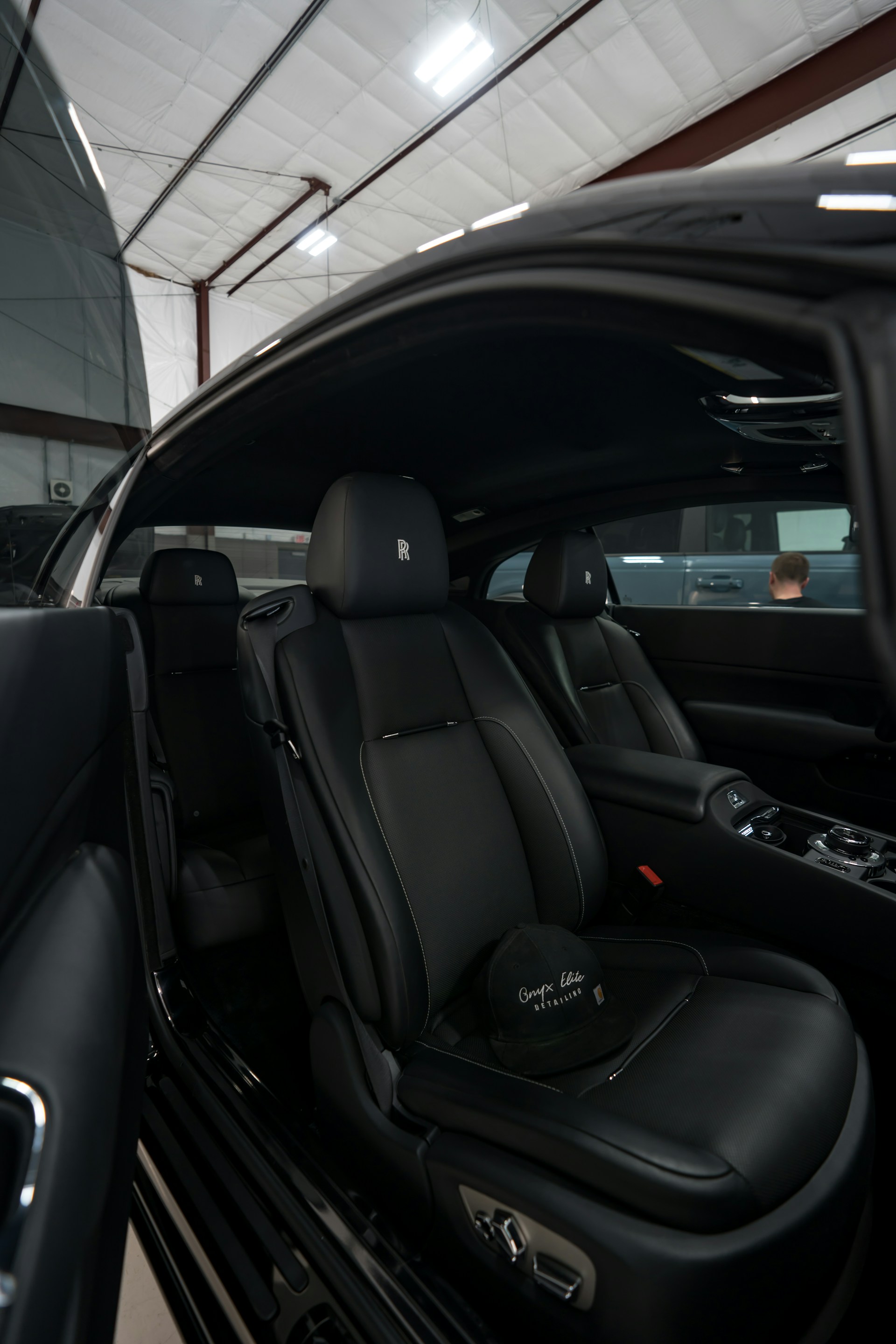 black car seat in car