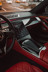 black and red car interior