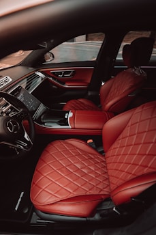 red and black car interior