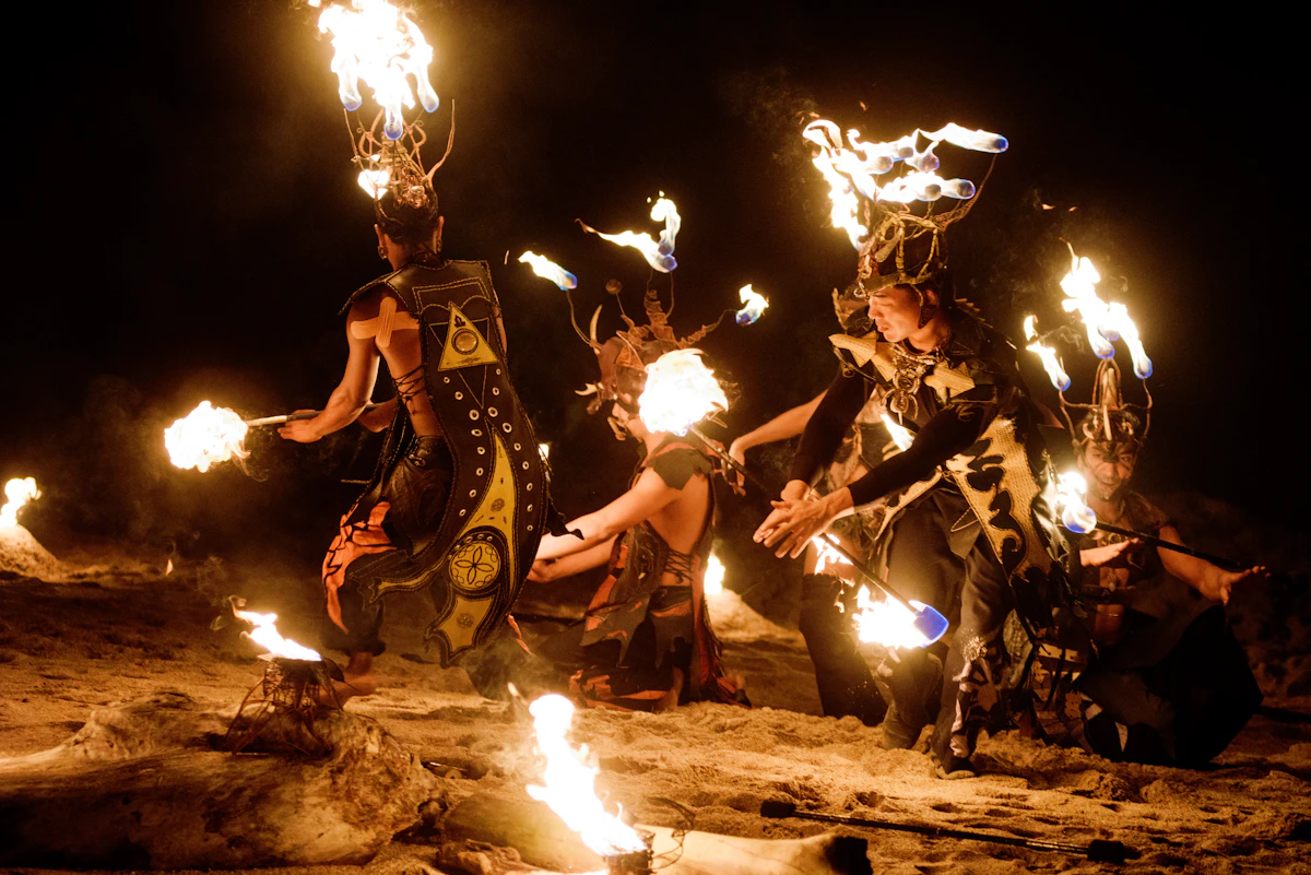 Fire dancers on Tamarindo beach