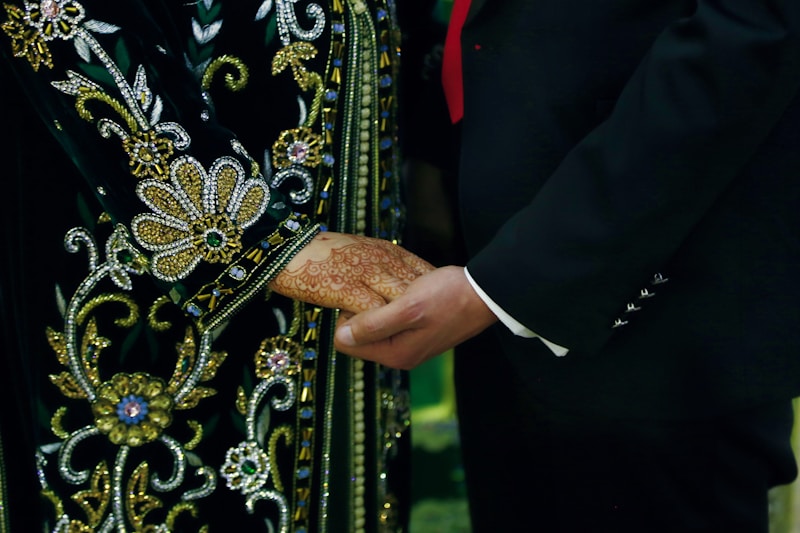 Opulent attire with golden details