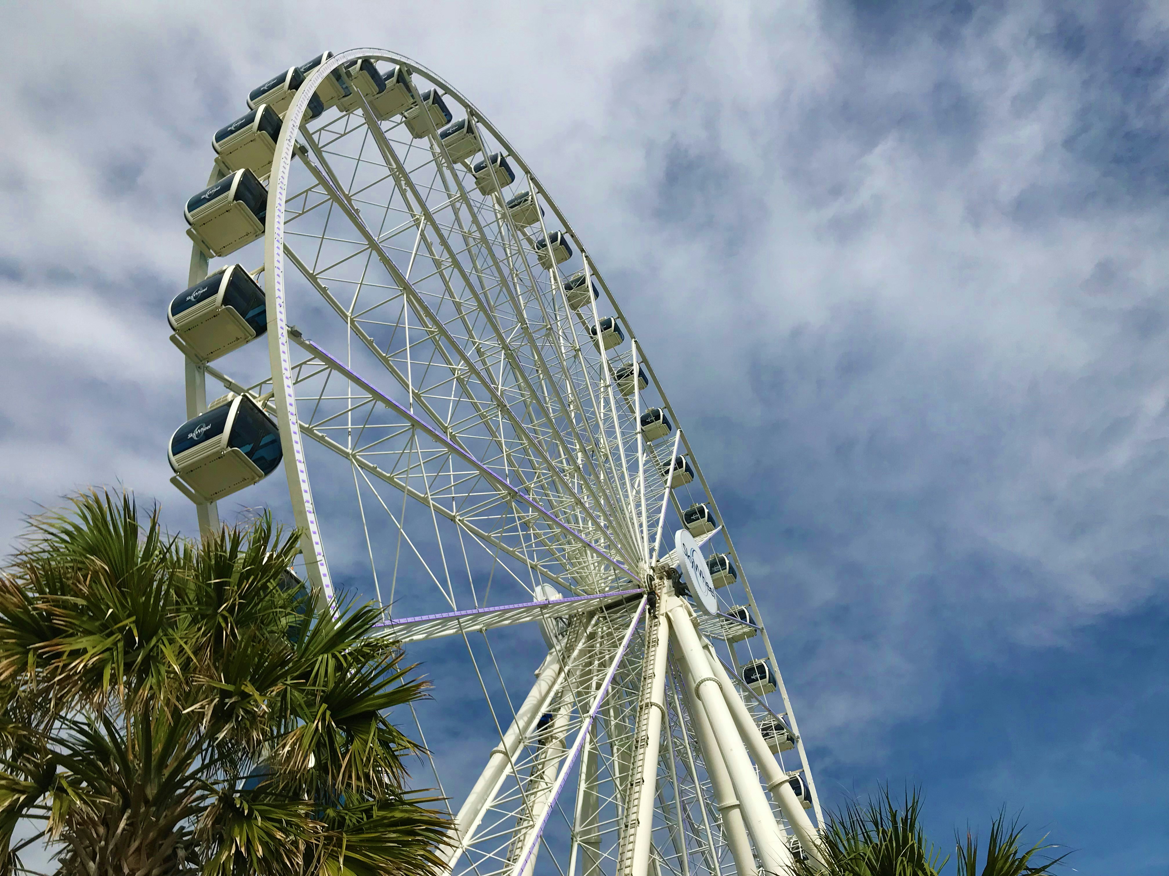 white ferris wheel under cloudy sky