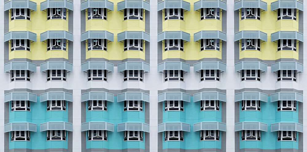 white and blue concrete building