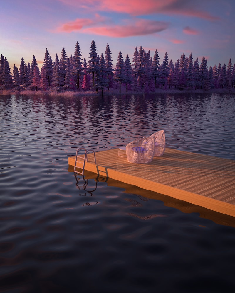 Wooden dock extending over a lake