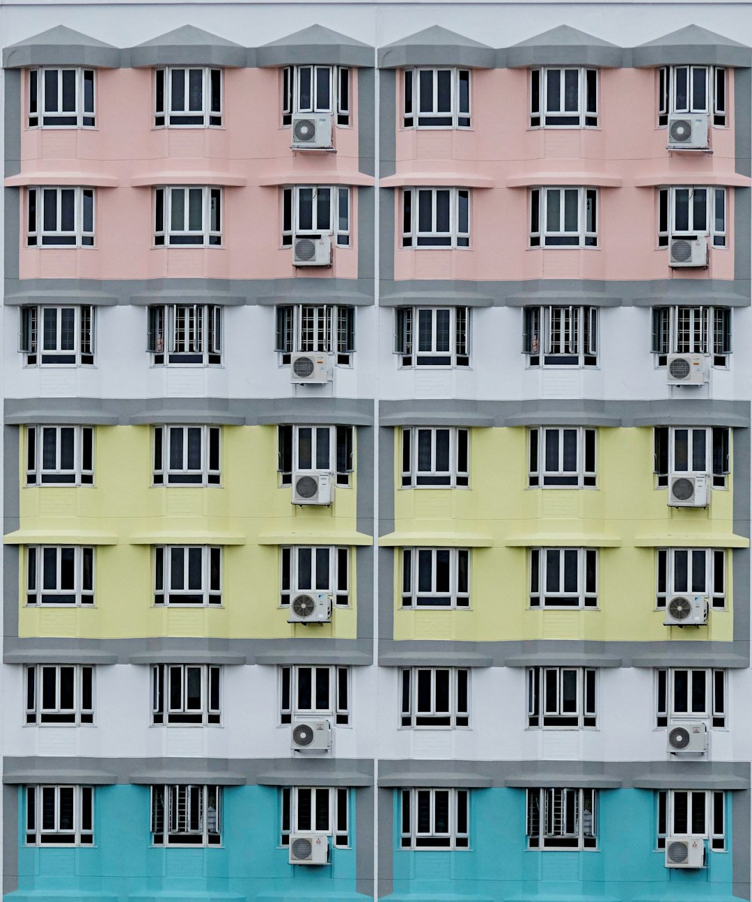 yellow blue and red concrete building