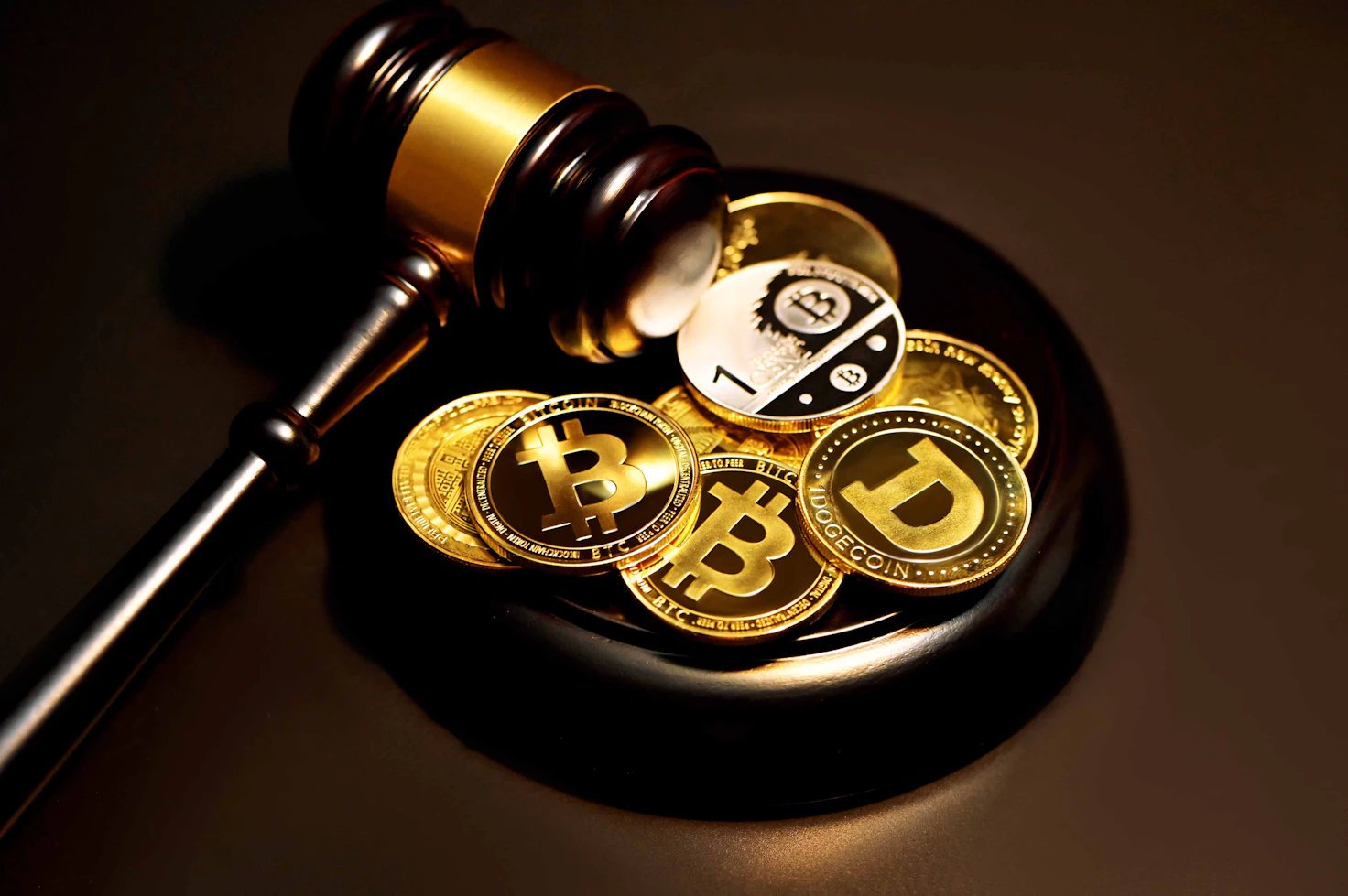 Cryptocurrency market charts and digital coins