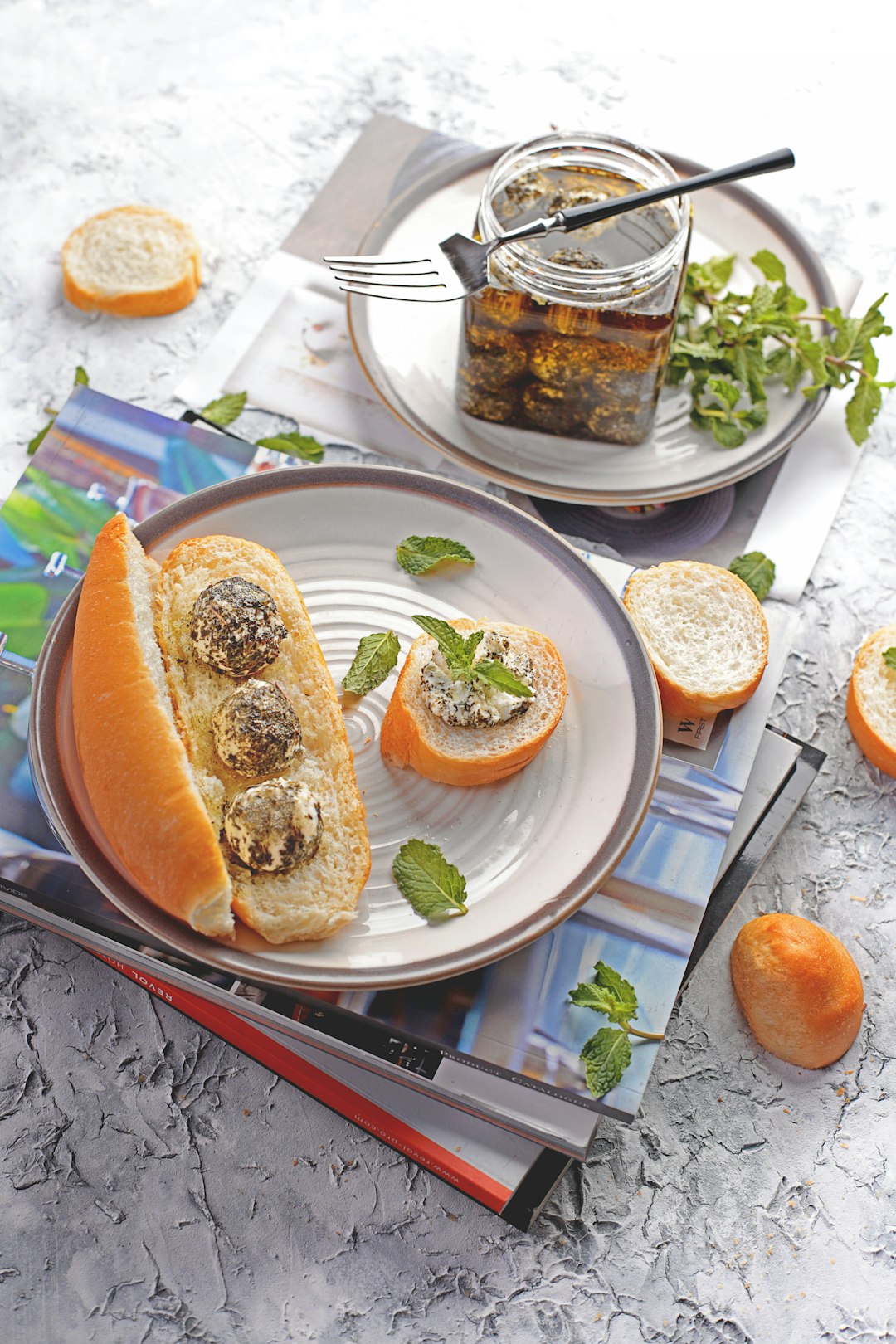 bread on white ceramic plate