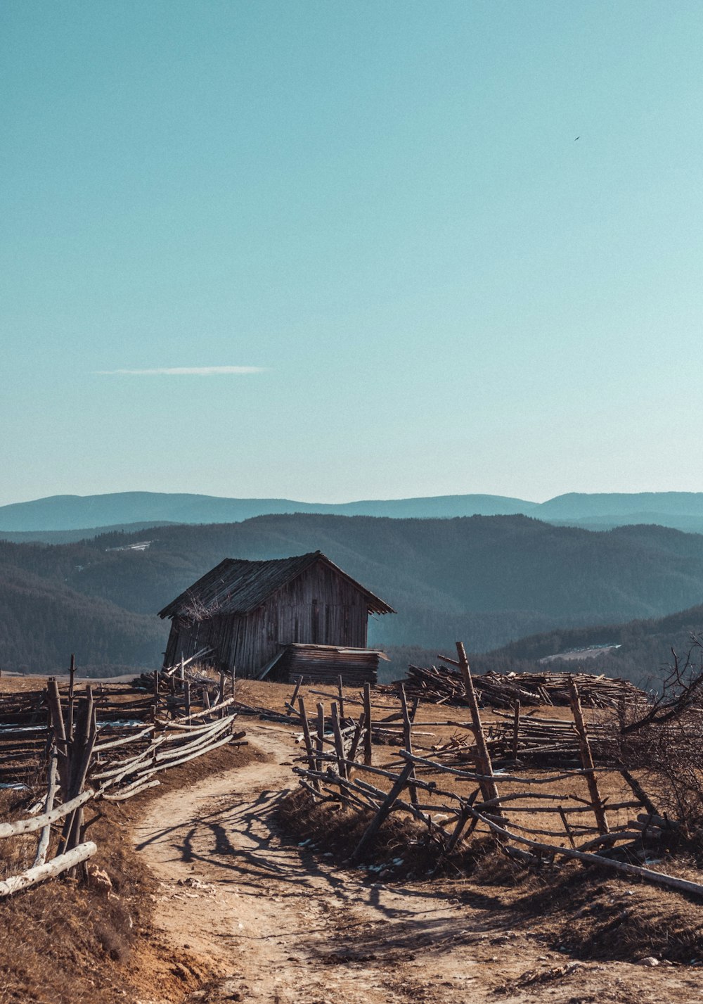 brown wooden house on brown field during daytime