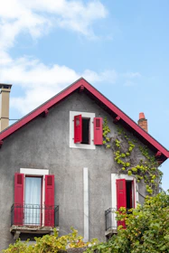 red and white concrete house