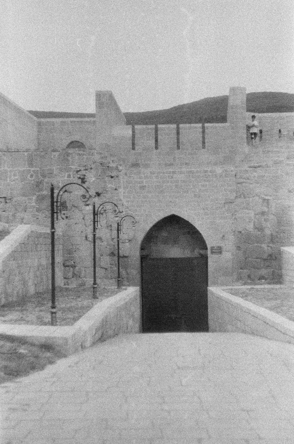 grayscale photo of concrete building