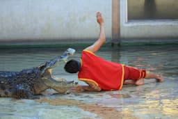 boy in orange shorts lying on floor