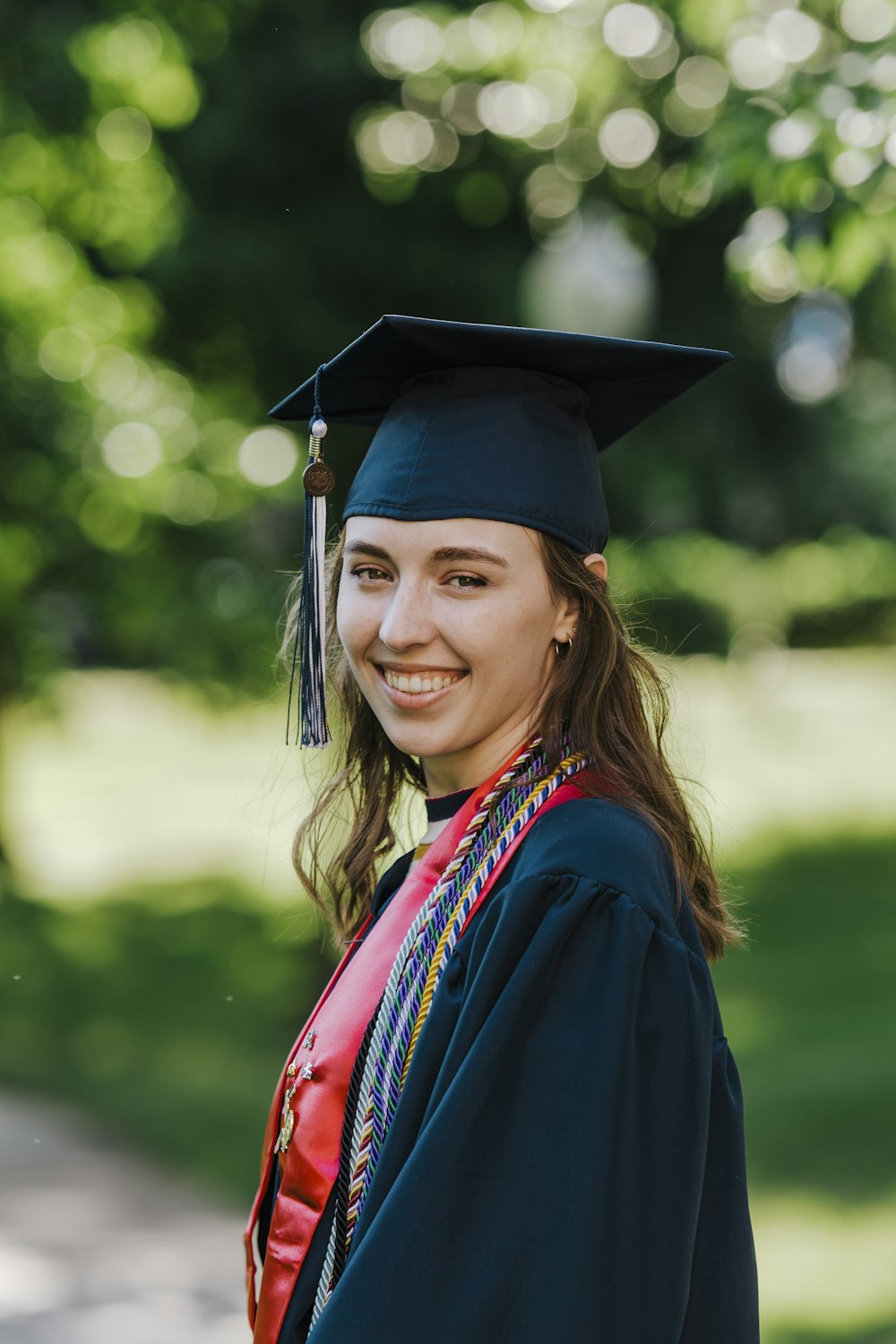 smiling woman in academic dress