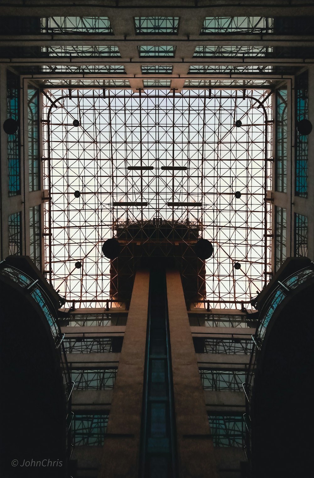 black metal framed glass building