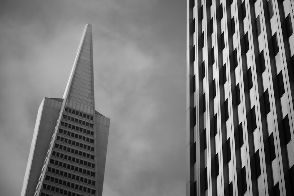 grayscale photo of high rise building