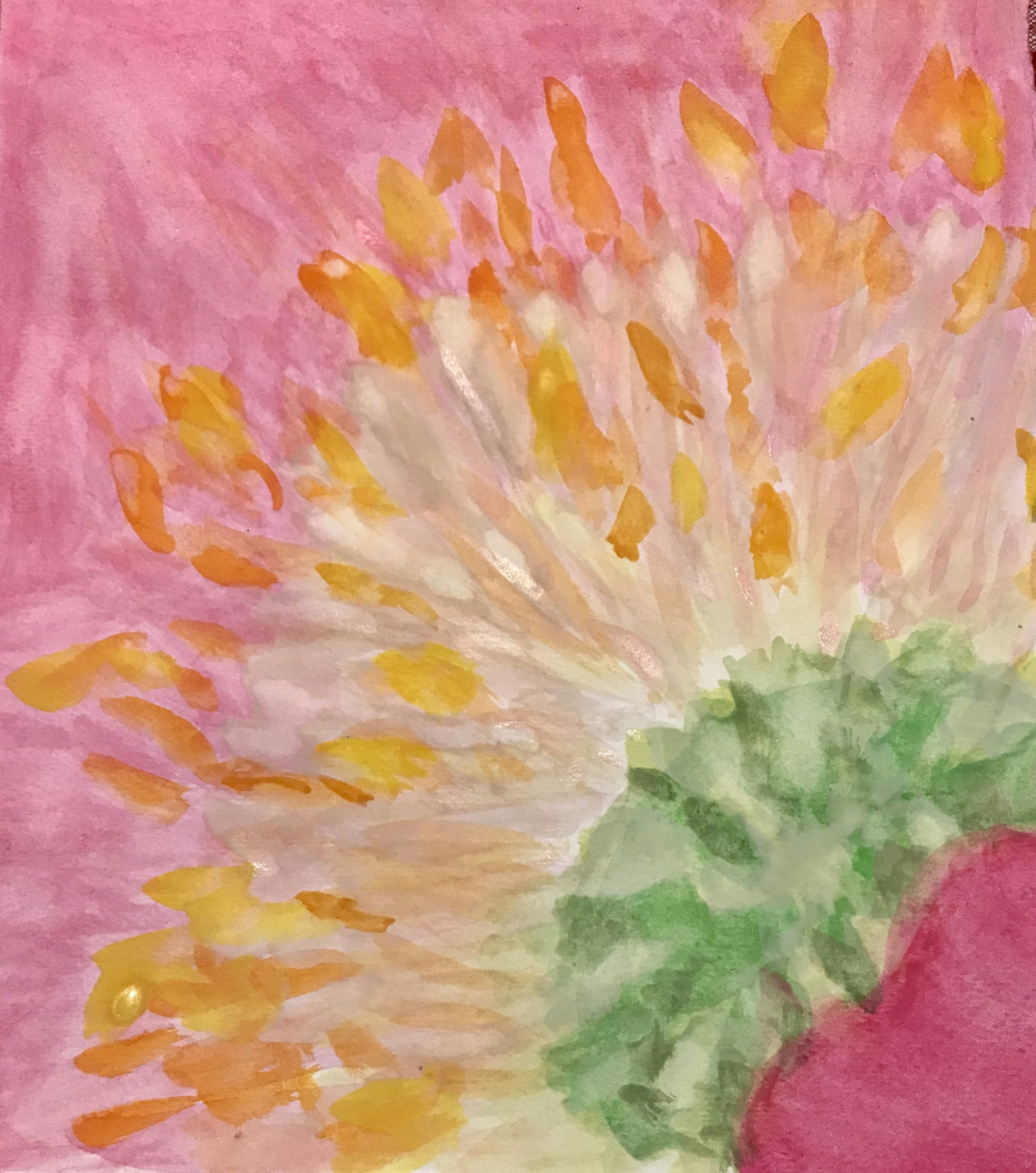 Colorful wildflower painting on canvas with pastel colors