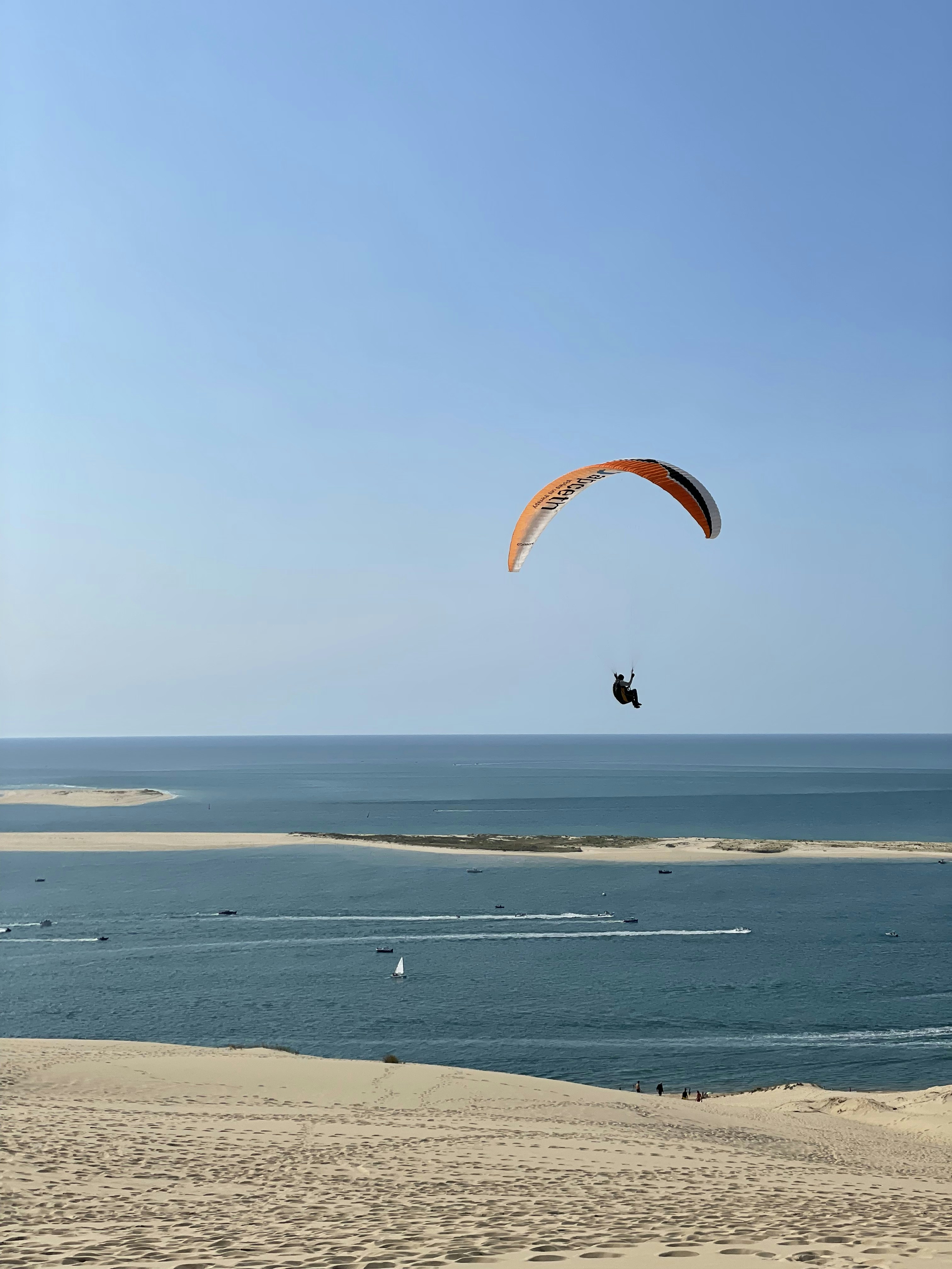 Paraglider at the Dune de Pyla, highest dune of Europe