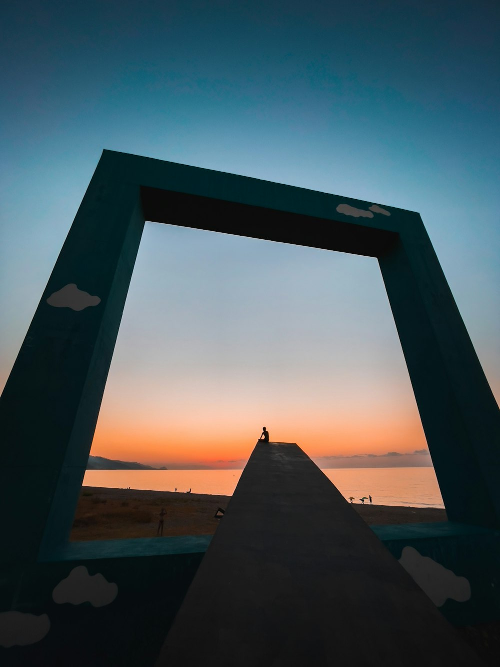 silhouette of window during sunset